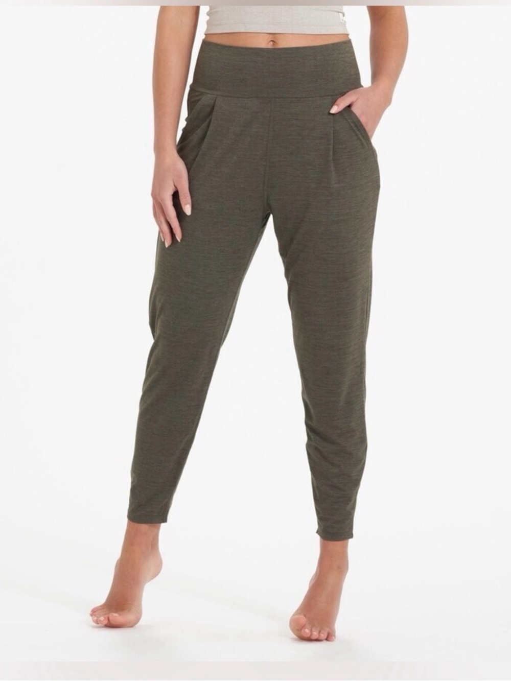 Vuori Lux At Ease Harem Joggers Women Medium Oregano Heathered High Rise Pockets